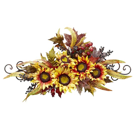 27&#x22; Sunflower Swag with Metal Frame